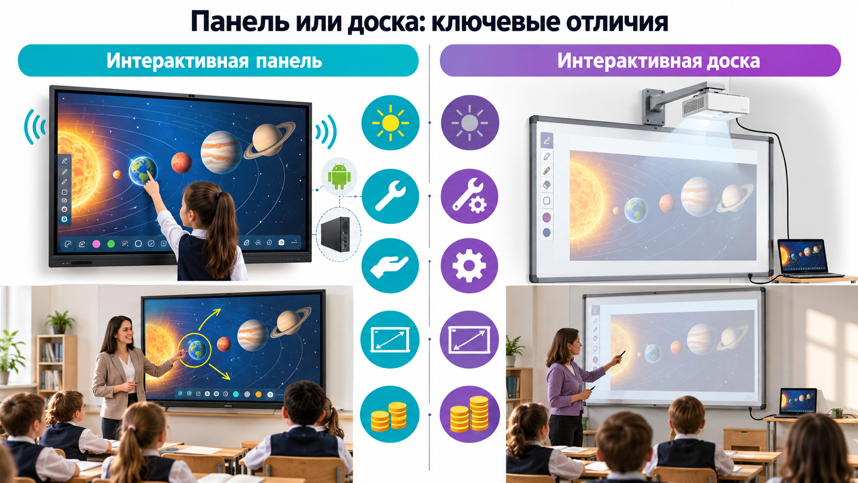 Проектор или интерактивная панель для класса: сравнение